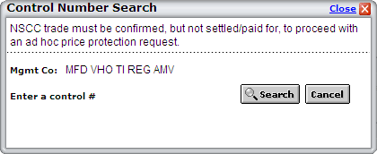 Control Number Search