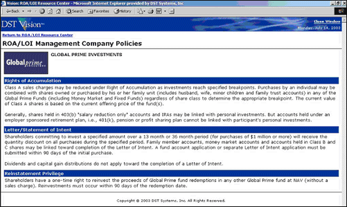 ROA/LOI Management Company Policies screen shot